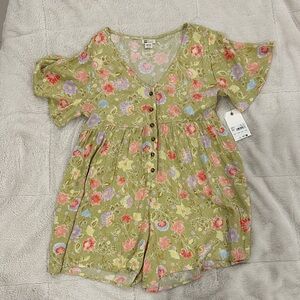 Billabong Floral Mini Romper - Green, Pink, Purple